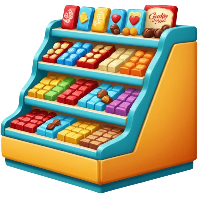 supermarket stand with chocolates and sweets emoji