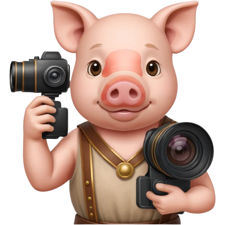 pig, roman ancient pig with camera emoji