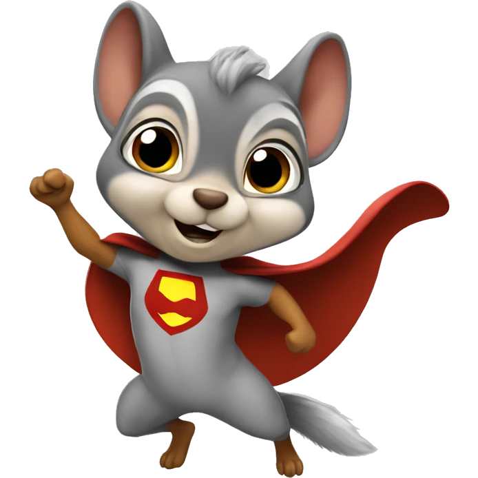 Squirrel as a superhero wearing a cape flying like Mighty Mouse  emoji