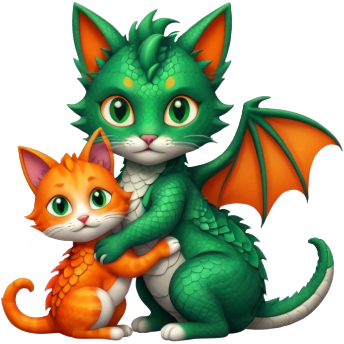 cria um emoji com um gato a abraçar um dragao emoji