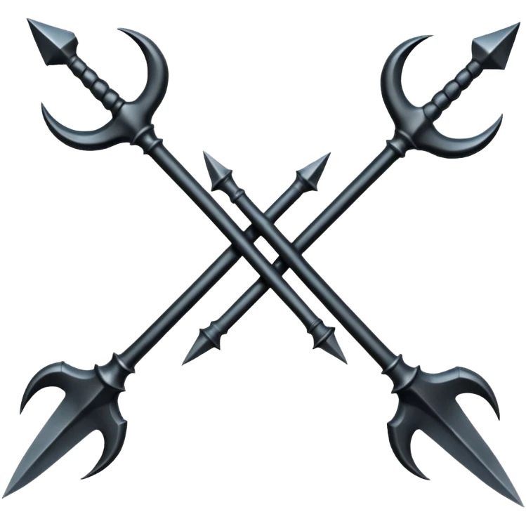 Make 2 black tridents cross emoji
