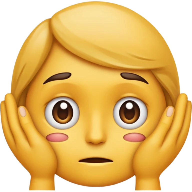 Genera un emoji estilo Apple que represente inseguridad física: un rostro neutral mirando hacia abajo, con cejas ligeramente inclinadas y una mano tocándose la mejilla como si dudara de sí mismo. Expresión suave, triste pero empática emoji
