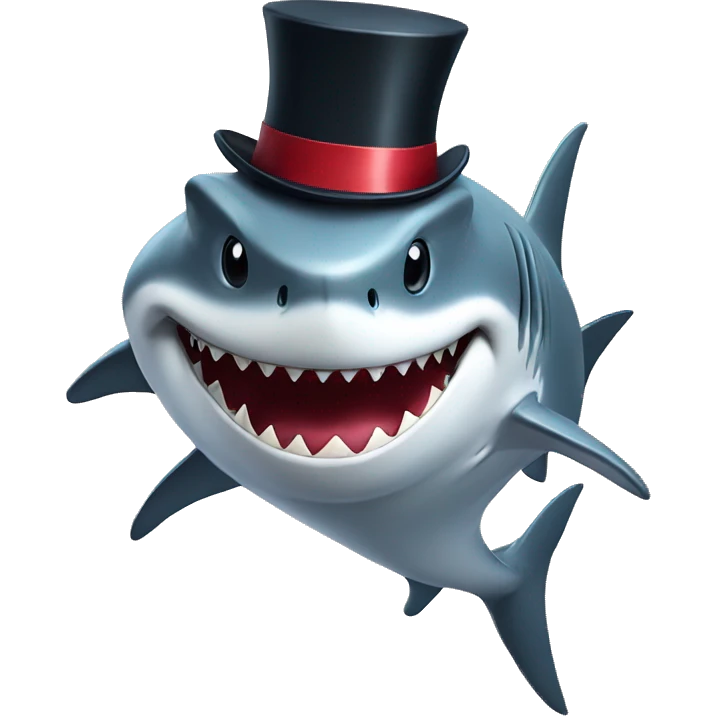 Shark with a top hat emoji