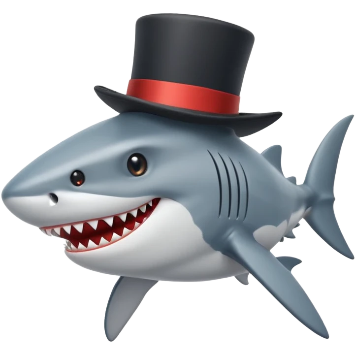 Shark with a top hat emoji