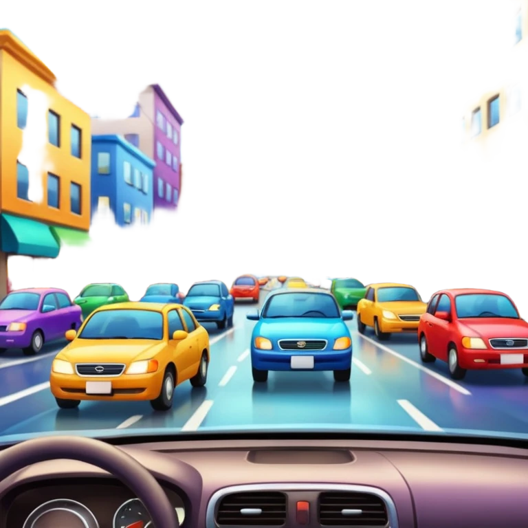 looking through the windshield at the busy street emoji