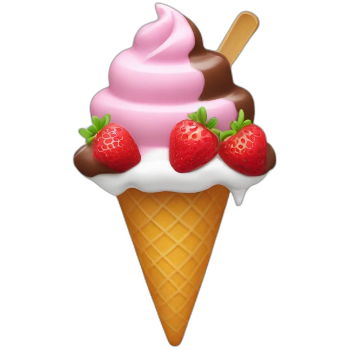 helados de fresa con chispas de chocolate emoji