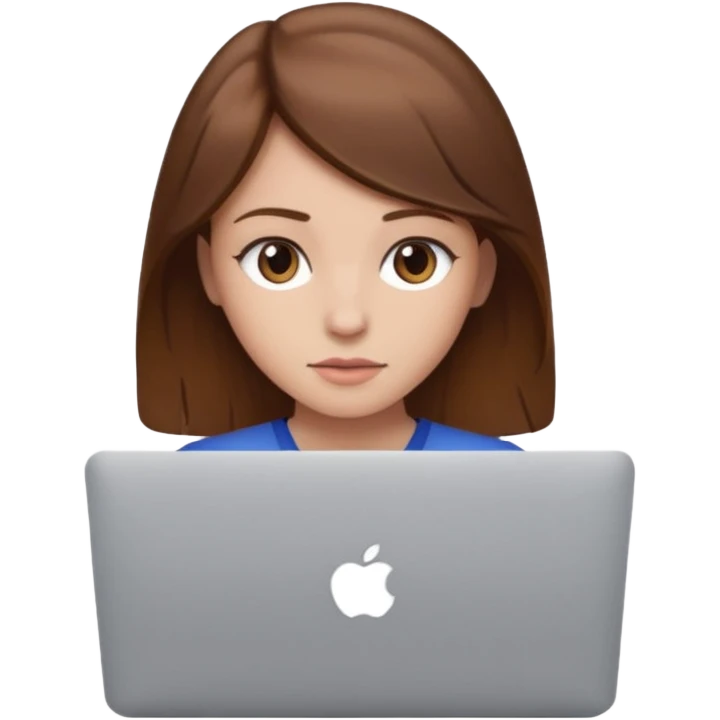 Girl with brown hair behind MacBook  emoji