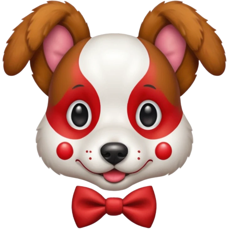 Dog clown with painted nose, bow tie emoji