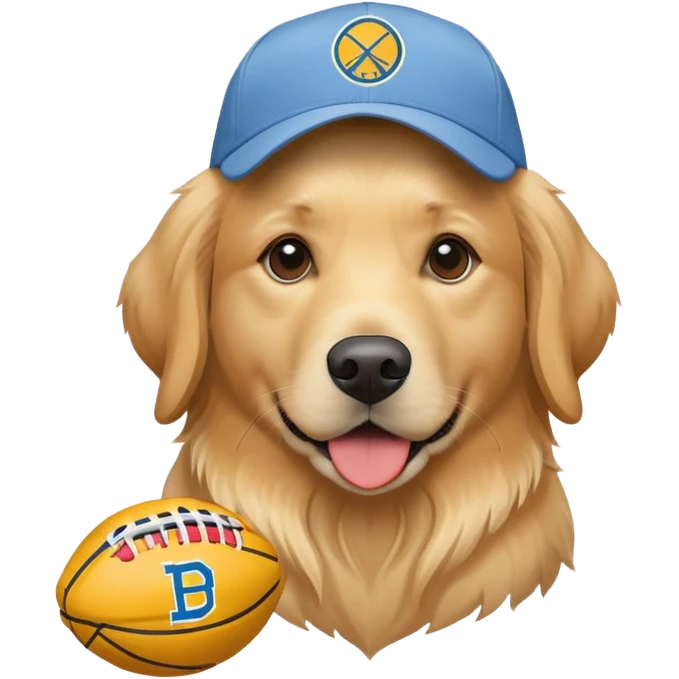 Golden retriever wearing a Denver Nuggets cap emoji
