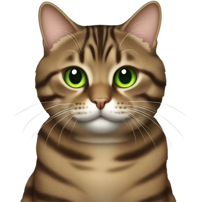 Fat brown tabby with green eyes cat emoji