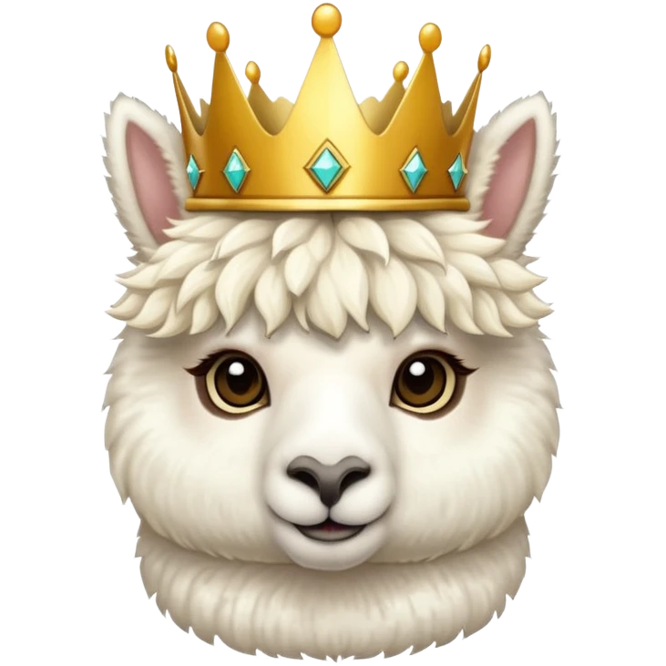 white fluffy king alpaca wearing a golden crown emoji