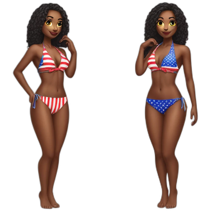 Sexy pose - woman wearing only American flag bikini poster emoji