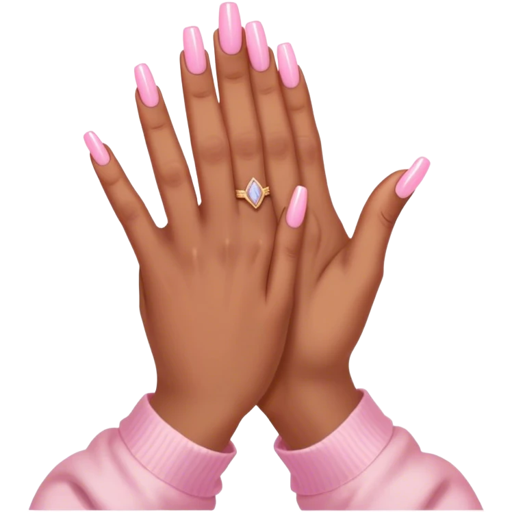 praying hands 🙏🏽 with light pink acrylic nails emoji
