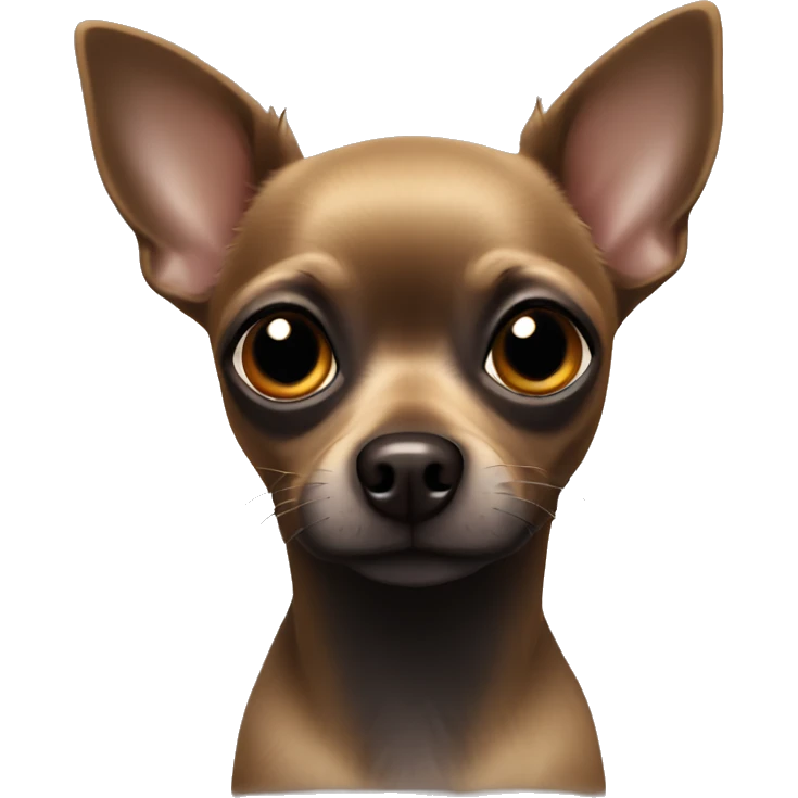 black chihuahua with in the middle of its face and brown eyes emoji