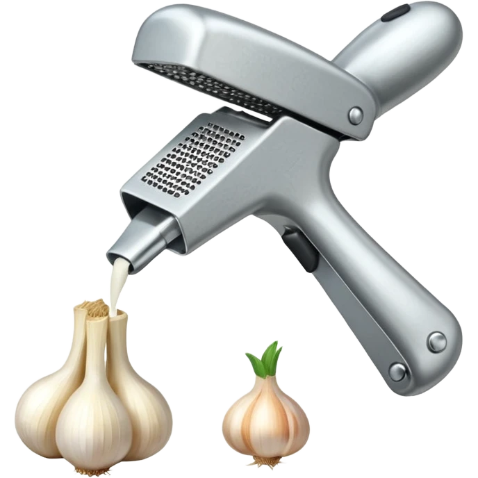 garlic being pressed by a garlic press emoji
