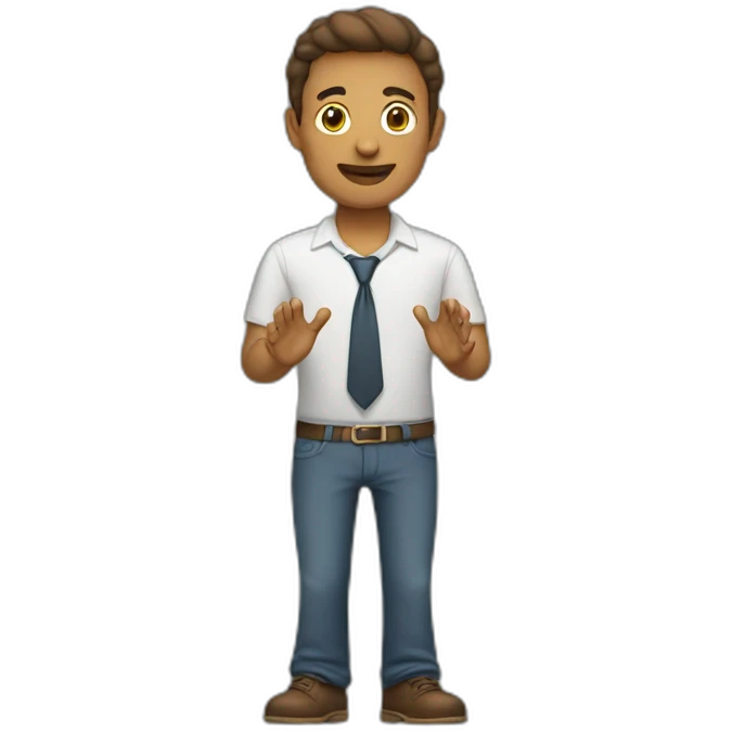 full body man presenting with hands emoji