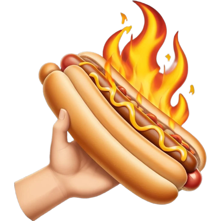 Hand Holding a Flaming Hotdog emoji