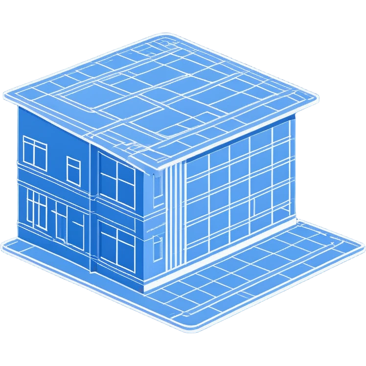 side view of a blue blueprint plan with white lines emoji