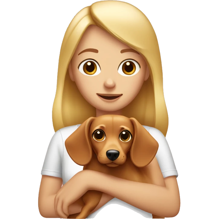 Blonde girl holding a wiener dog  emoji
