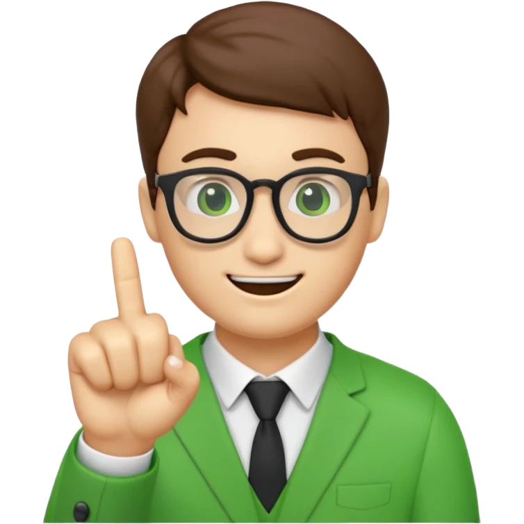 a normal emoji with nerd face and a finger upp with greenscreen emoji