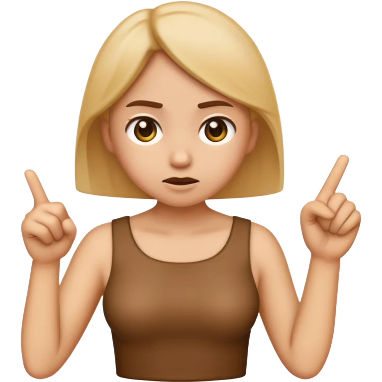 an girl emojis who looks both guilty and confused and pointing at their chest only with one hand. because they were accused of some thing and are pretending it wasn’t them.  emoji