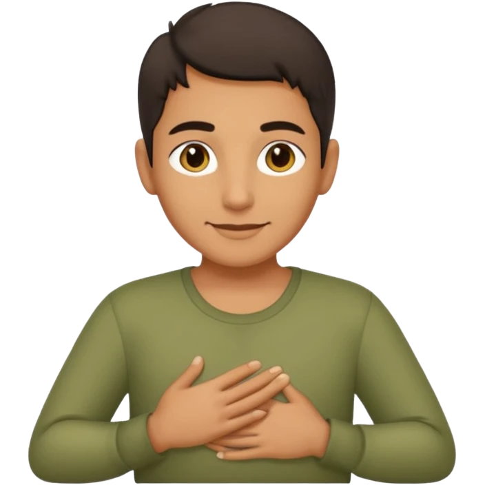 EliNi göğsine koyup rahatlayan huzurlu emoji