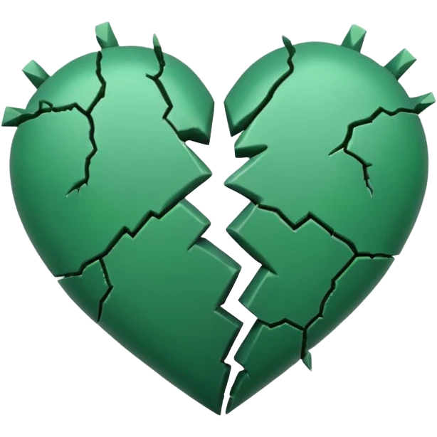 A simple green coloured broken heart with one crack in the middle nothing more then just one simple crack in the middle  emoji