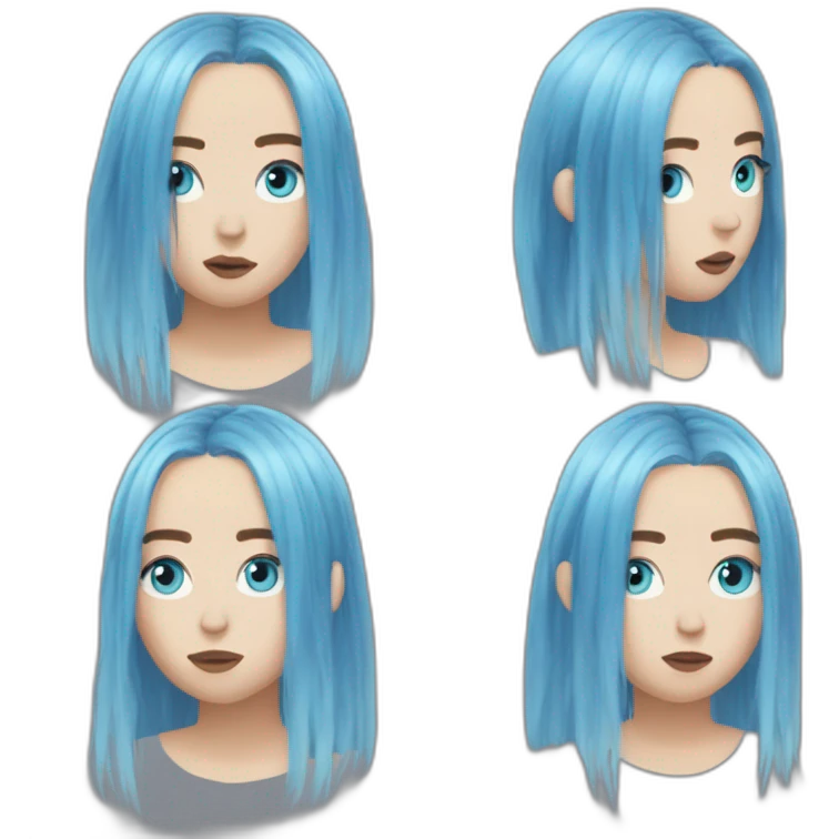 Billie eilish chanteuse cheveux bleus yeux bleus emoji