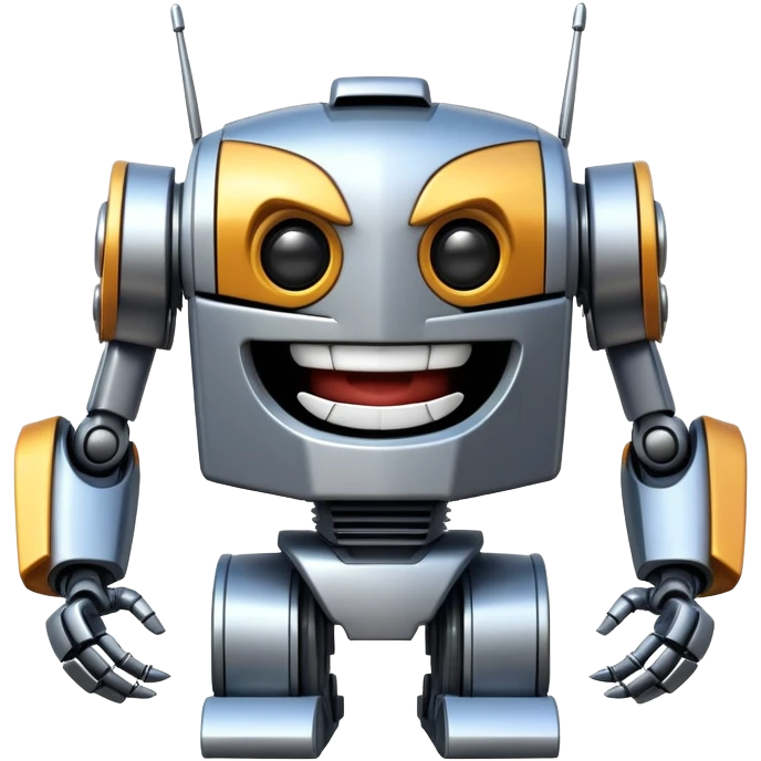 robot transformer with a big smile laughing happily emoji