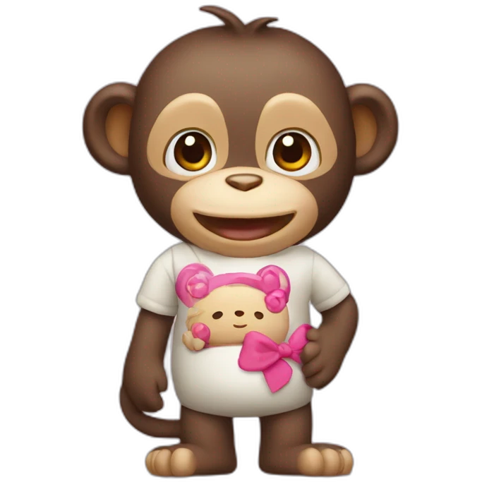monkey with hello kitty emoji