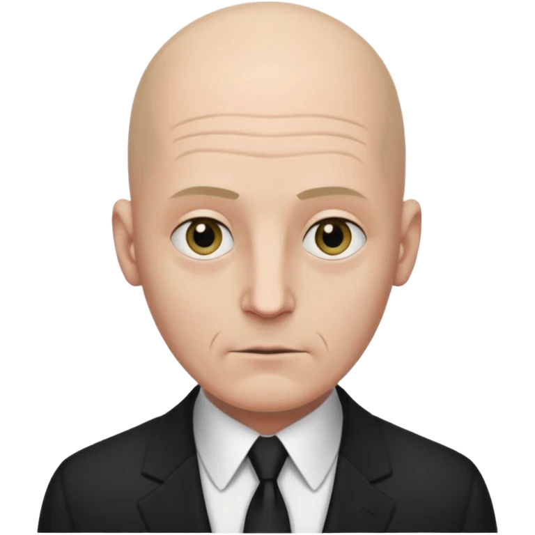 Extremely tall, pale gray-skinned man with a bald head, heavy brow, sunken eyes, a long gaunt face, and a black suit with a white shirt collar visible. emoji