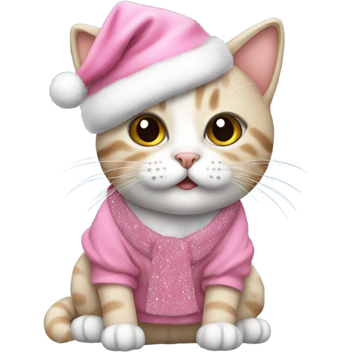 cute cat wearing christmas clothes pink emoji