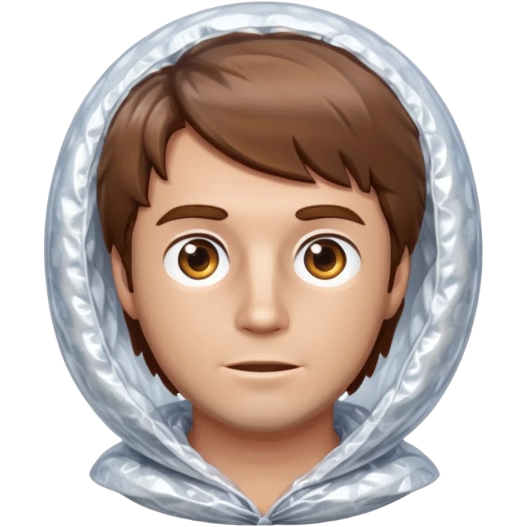 Brown haired man wrapped in bubble wrap emoji