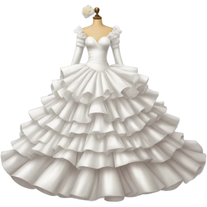 eighties ruffled ballgown wedding dress with big sleeves emoji