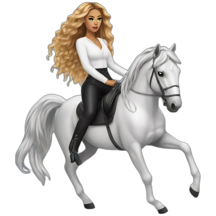 Beyoncé on silver horse emoji