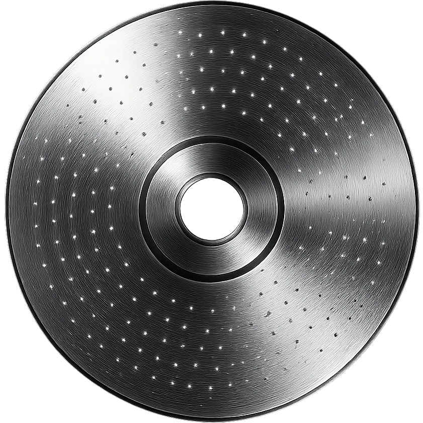 A minimalist CD disc with dot pattern, glowing effect, blue color emoji