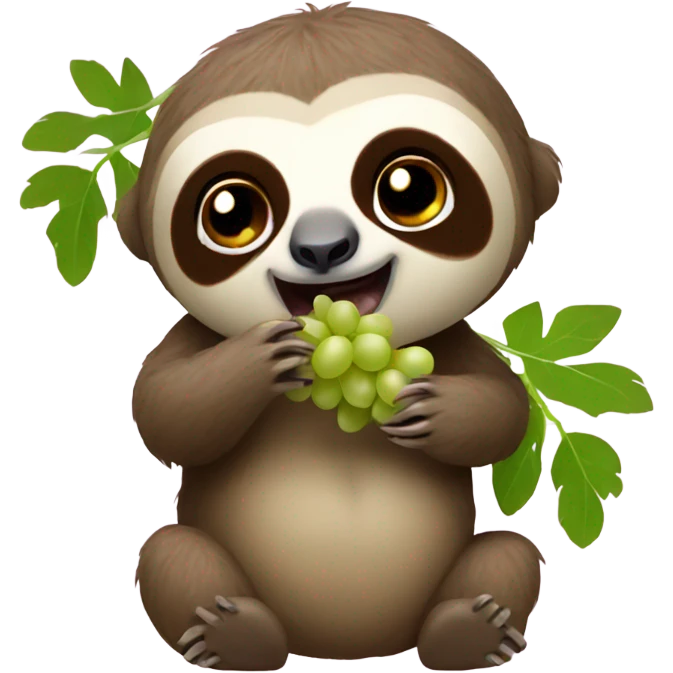 Baby sloth eating grapes emoji