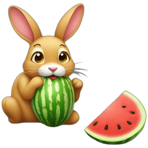 rabit eating watermelon emoji