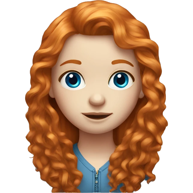 Long haired ginger girl with blue eyes and eyelashes emoji