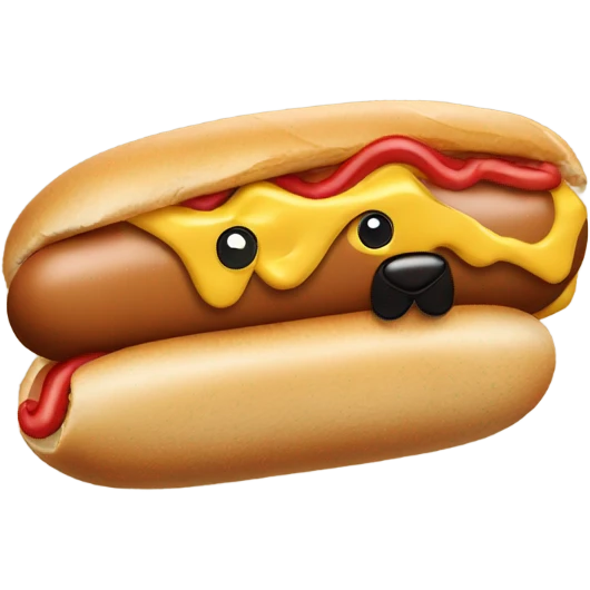 Groundhog head with a hot dog body with bun and mustard  emoji