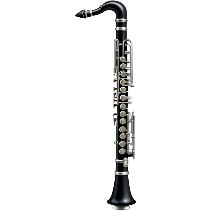 Cinematic Realistic Clarinet, deep black body with gleaming silver keys, rich warm lighting catching every intricate detail, slightly worn mouthpiece adding authenticity, glowing with a timeless and sophisticated presence. emoji