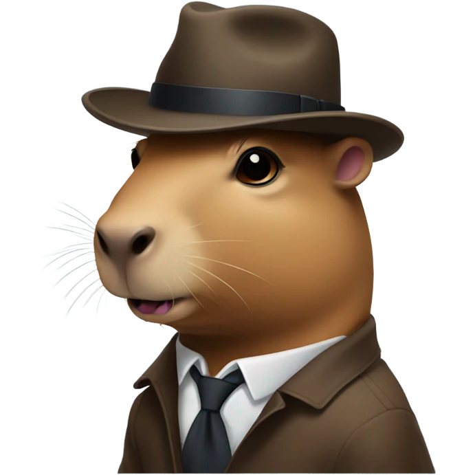 capybara secret agent brown fedora emoji