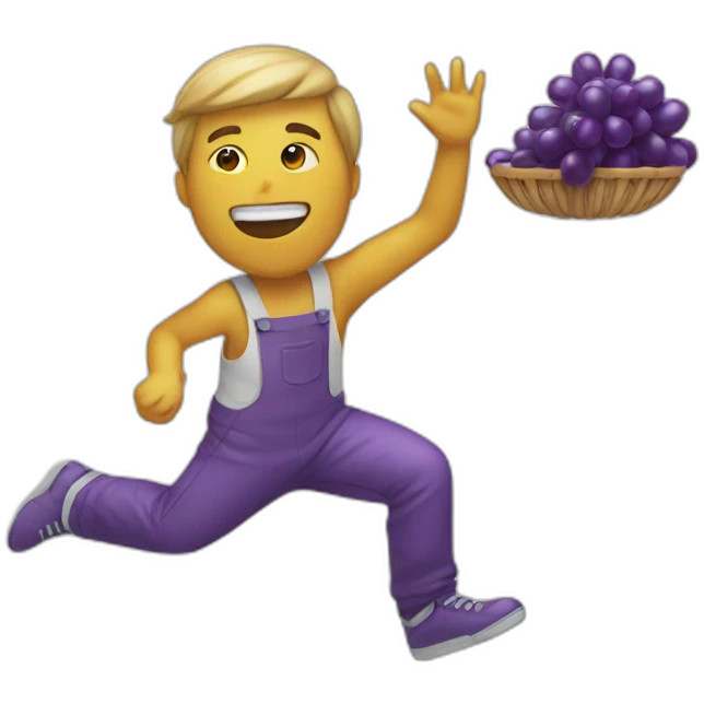 Emoji guy throwing grape emoji