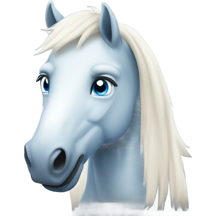 Horse pie bai white mane and blue eye emoji