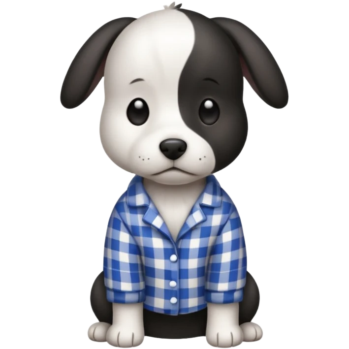Black and white dog in mal pj's emoji