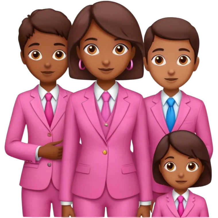 Brune girl pink suit with children emoji