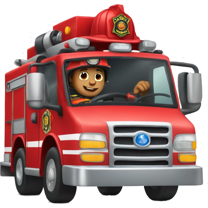 Fireman driving fire truck emoji