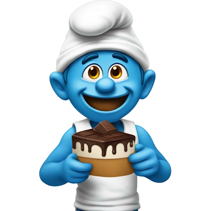 Smurf eating chocolate emoji