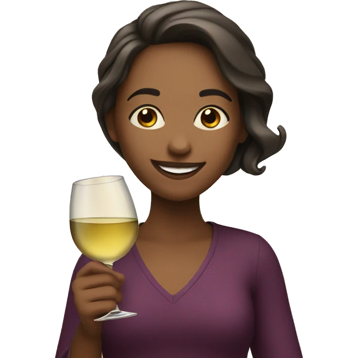 smiling girl with wine glass emoji