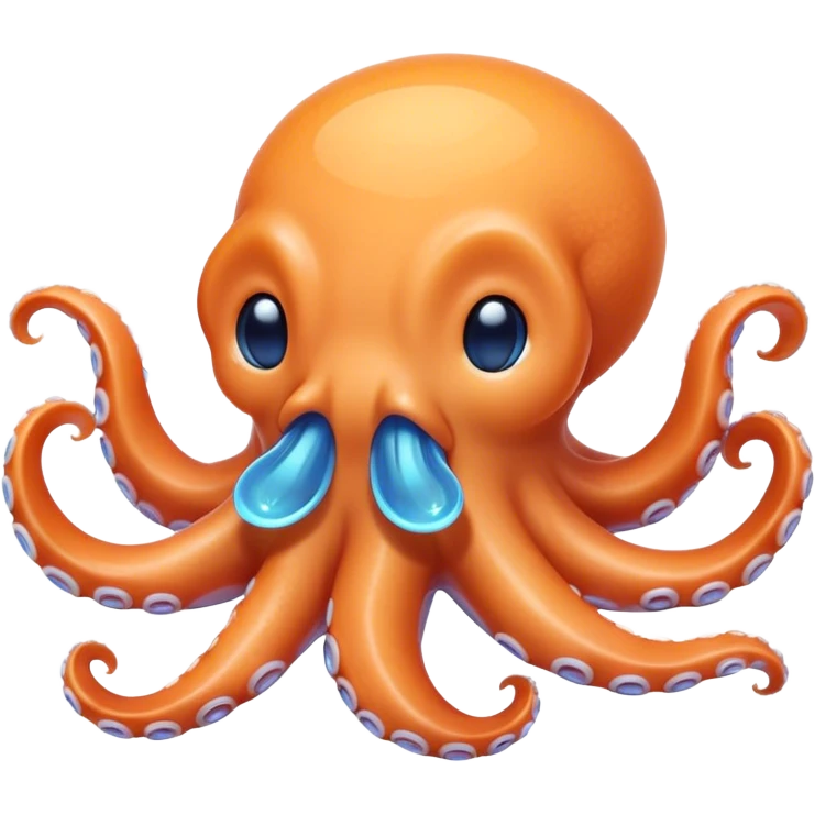 Cinematic Cute Yawning Octopus Portrait Emoji, Head tilted slightly with a dramatic, wide-open yawn, showcasing a plump, light orange body decorated with delicate blue rings and loosely draped arms with sleepy, half-closed eyes, Simplified yet irresistibly adorable features, highly detailed, glowing with a soft, cozy underwater glow, high shine, relaxed yet expressive, stylized with a hint of whimsical aquatic charm, soft glowing outline, capturing the essence of a drowsy yet affectionate octopus that appears ready to stretch and yawn its way out of the screen! emoji